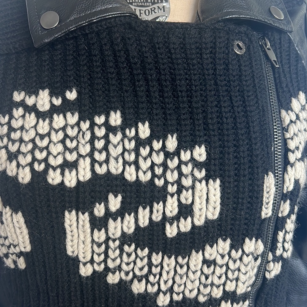 Anthropologie sweater / vegan leather moto jacket - Picture 7 of 12